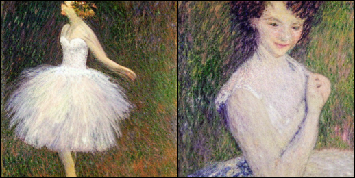a portrait of a wedding of two brides in Monet style